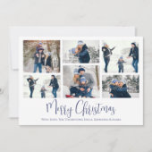 クリスマスホリデー6 Six Photo Navy Blue Snowflake シーズンカード (正面)