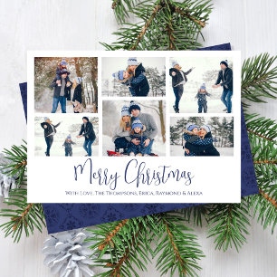 クリスマスホリデー6 Six Photo Navy Blue Snowflake シーズンカード