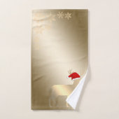 クリスマスホリデー – カートゥーントナカイ，雪片 バスタオルセット (ハンドタオル)