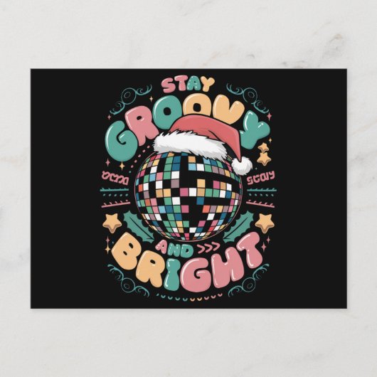 クリスマスホリデー・グルーヴィー ステイ・グルーヴィー・アンド・ブライト シーズンポストカード (正面)