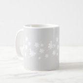 クリスマスホリデー シーズンの雪の結晶パターン グレー ホワイト コーヒーマグカップ (正面左)