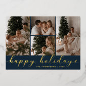 クリスマスホリデー スクリプト フォト コラージュ 箔シーズンカード (正面)