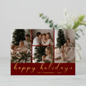 クリスマスホリデー スクリプト フォト コラージュ 箔シーズンカード (立ち正面)
