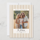 クリスマスホリデー タウペストライプス アーシー 2-フォト シーズンカード (正面)