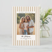 クリスマスホリデー タウペストライプス アーシー 2-フォト シーズンカード (スタンド正面)