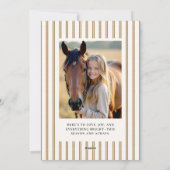 クリスマスホリデー タウペストライプス アーシー 2-フォト シーズンカード (裏面)