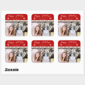 クリスマスホリデー – ハッピーホリデーズフォトレッドディアー スクエアシール (シート)