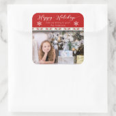 クリスマスホリデー – ハッピーホリデーズフォトレッドディアー スクエアシール (バッグ)