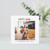 クリスマスホリデー ファミリーペット フォト 挨拶カード シーズンカード (スタンド正面)