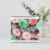 クリスマスホリデー フェスティブ ペッパーミント スワール キャンディー シーズンカード (スタンド正面)