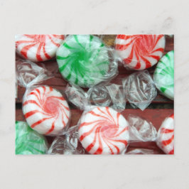 クリスマスホリデー フェスティブ ペッパーミント ハード キャンディ シーズンポストカード