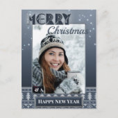 クリスマスホリデー フォト ネイビー スウェター ポストカード (正面)