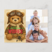 クリスマスホリデー フォト ファン テディベア パイロット ポストカード (正面)