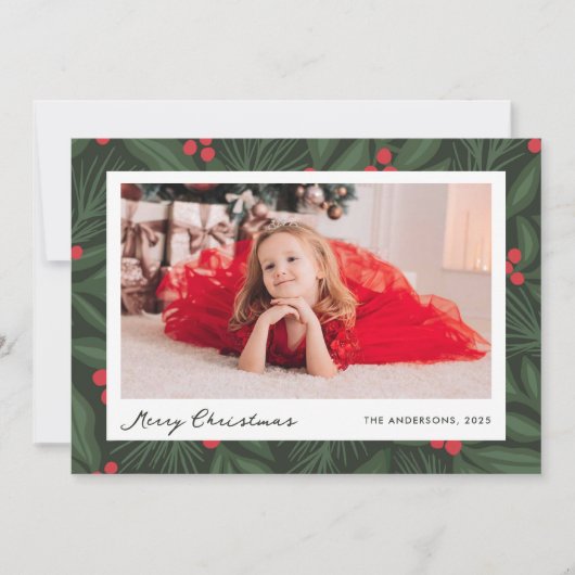クリスマスホリデー ベリー フォト カード (正面)