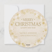 クリスマスホリデー – ホワイト&金ゴールドスノーフレークフレーム シーズンカード (裏面)