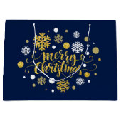 クリスマスホリデー – メリークリスマスきらめく ラージペーパーバッグ (正面)