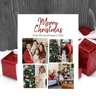 クリスマスホリデー モダン タイポグラフィ 4枚の写真 シーズンポストカード