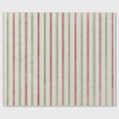 クリスマスホリデー – レッドグランホワイトヴィンテージストライプ ラッピングペーパー (フラット)