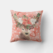 クリスマスホリデー – 水彩鹿&ポインセチアR クッション (裏面)