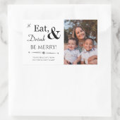 クリスマスホリデー 飲んで食べて楽しく 写真 長方形シール (バッグ)