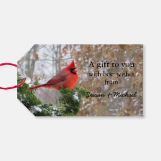 クリスマスホリデー(鳥)ショウジョウコウカンチョウの分岐ギフトラベル ギフトタグ