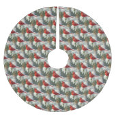 クリスマスホリデー（鳥）ショウジョウコウカンチョウバードパターンツリースカート ブラッシュドポリエステルツリースカート (正面)