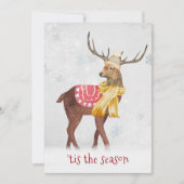 クリスマスホリデー 鹿の雪の結晶 招待状 (正面)