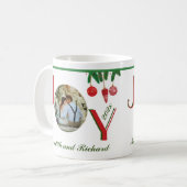 クリスマスホリデーJOYギフト写真名（年） コーヒーマグカップ (正面左)