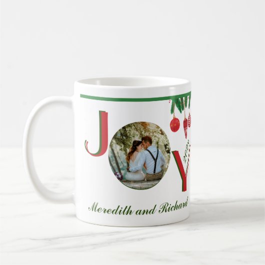 クリスマスホリデーJOYギフト写真名(年) コーヒーマグカップ (左)