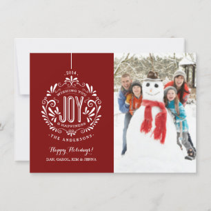 クリスマスホリデーJOY CHALK ARTフォトカードレッド シーズンカード