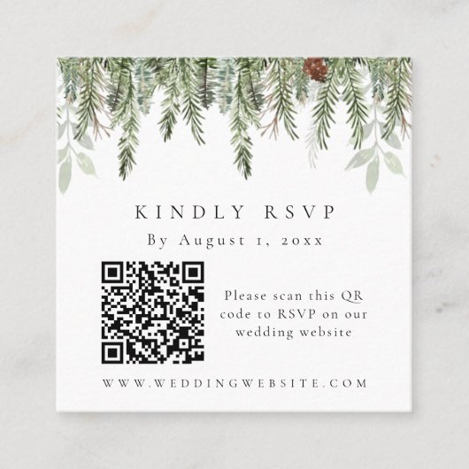 クリスマスホリデーRSVP QRコード格納装置カード スクエア名刺 (正面)