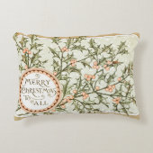 クリスマスホリーかわいらしアンティーク挨拶 アクセントクッション (正面)
