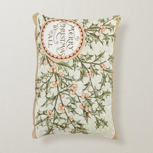 クリスマスホリーかわいらしアンティーク挨拶 アクセントクッション (裏面(縦))