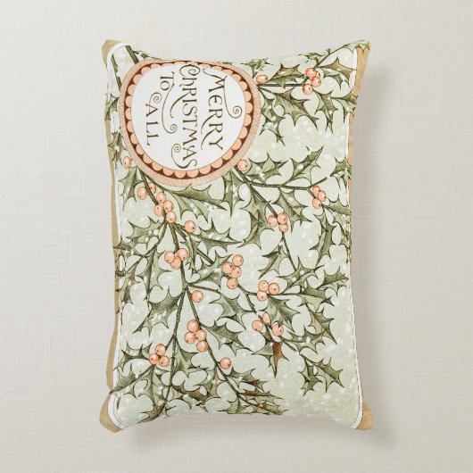 クリスマスホリーかわいらしアンティーク挨拶 アクセントクッション (正面(垂直))
