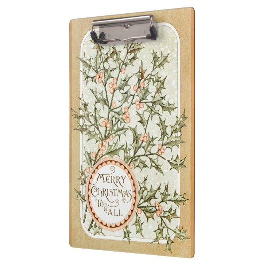 クリスマスホリーかわいらしアンティーク挨拶 クリップボード (左)