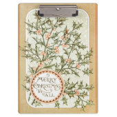クリスマスホリーかわいらしアンティーク挨拶 クリップボード (正面)