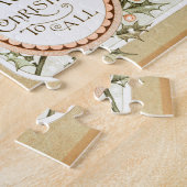 クリスマスホリーかわいらしアンティーク挨拶 ジグソーパズル (側面)