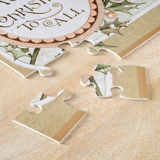 クリスマスホリーかわいらしアンティーク挨拶 ジグソーパズル (側面)