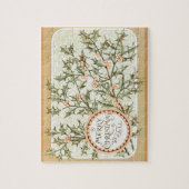 クリスマスホリーかわいらしアンティーク挨拶 ジグソーパズル (縦)