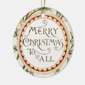 クリスマスホリーかわいらしアンティーク挨拶 セラミックオーナメント (左)