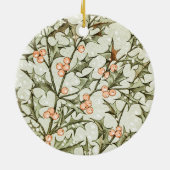 クリスマスホリーかわいらしアンティーク挨拶 セラミックオーナメント (裏面)