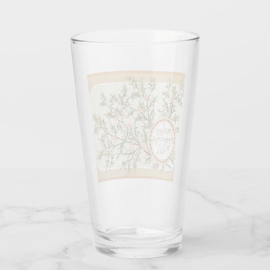 クリスマスホリーかわいらしアンティーク挨拶 タンブラーグラス (裏面)