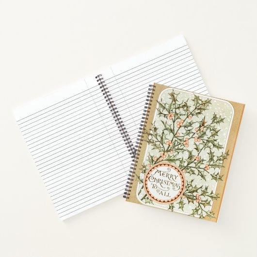 クリスマスホリーかわいらしアンティーク挨拶 ノートブック (内部)