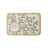 クリスマスホリーかわいらしアンティーク挨拶 バスマット