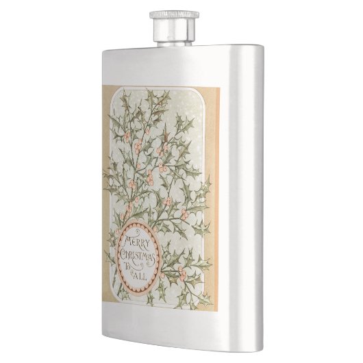 クリスマスホリーかわいらしアンティーク挨拶 フラスク (左)