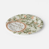 クリスマスホリーかわいらしアンティーク挨拶 ペーパープレート (アングル)