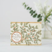 クリスマスホリーかわいらしアンティーク挨拶 ポストカード (スタンド正面)