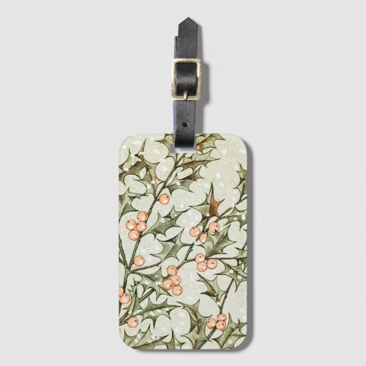 クリスマスホリーかわいらしアンティーク挨拶 ラゲッジタグ (正面縦)