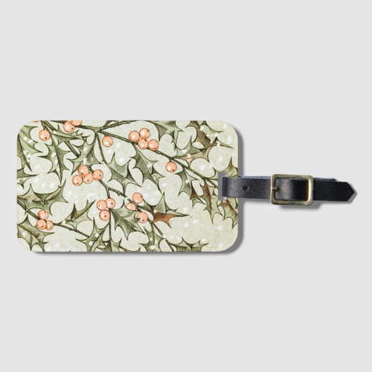 クリスマスホリーかわいらしアンティーク挨拶 ラゲッジタグ (正面横)