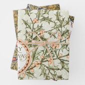 クリスマスホリーかわいらしアンティーク挨拶 ラッピングペーパーシート (インサイチュ)